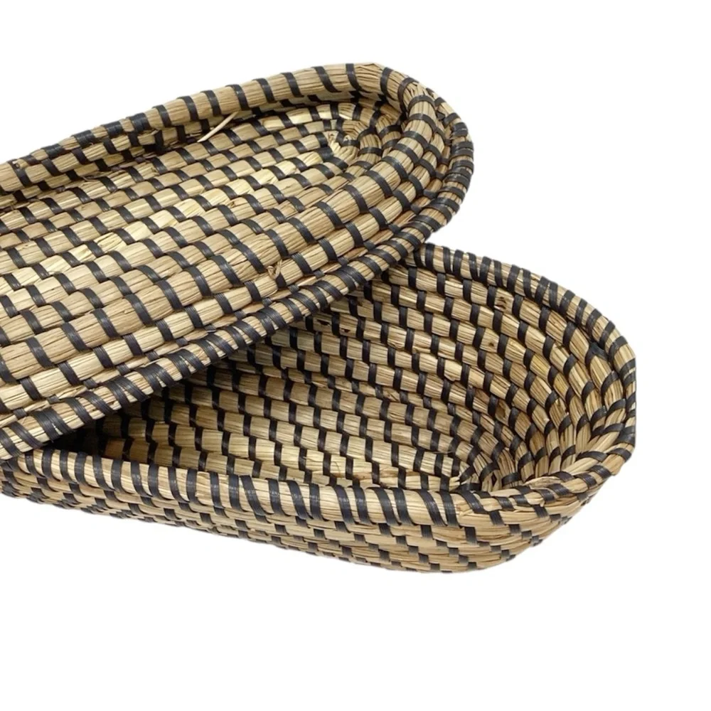 🌺 Boho Woven Sweetgrass Basket with Lid - Picture 3 of 7